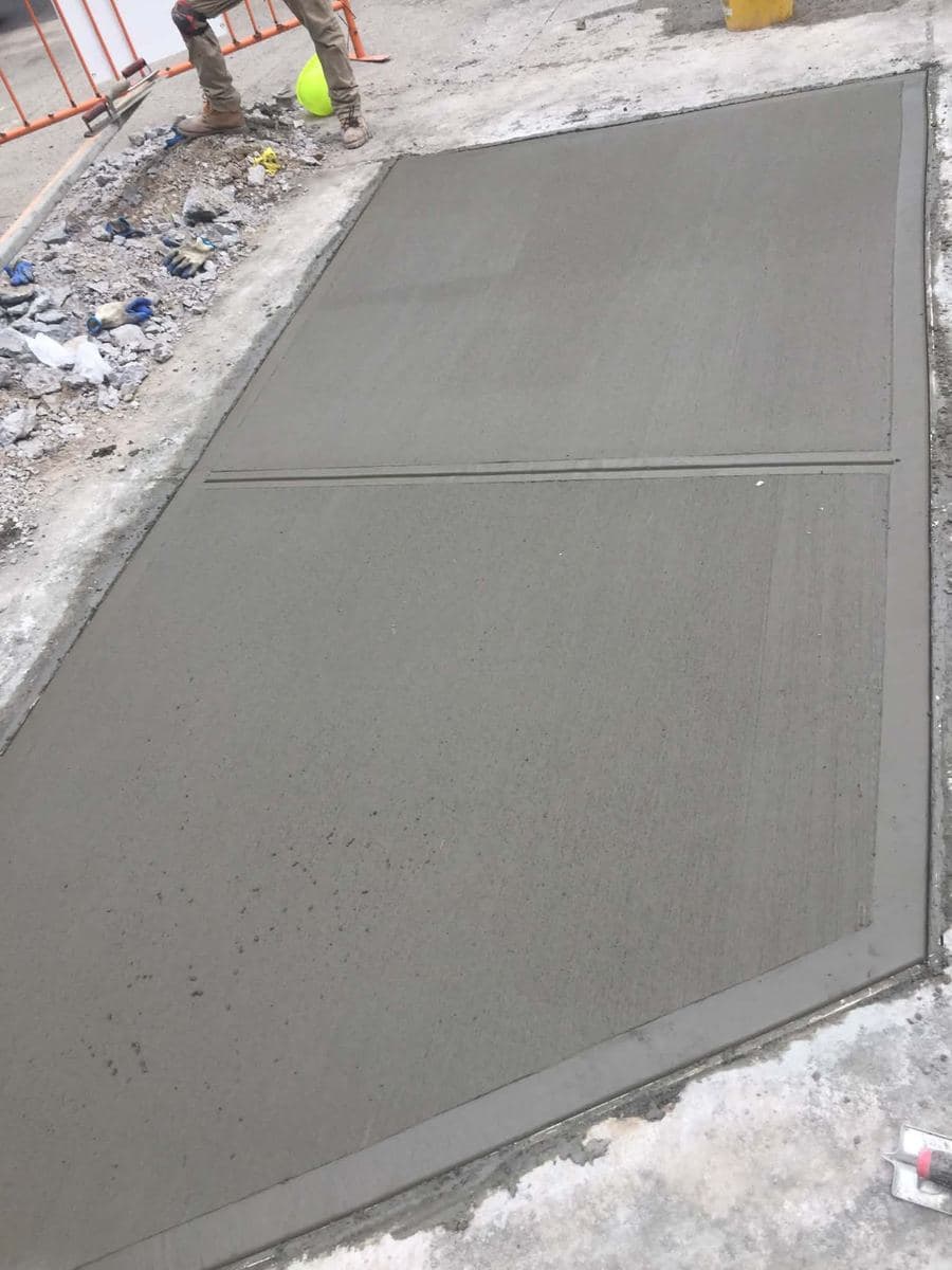 Smooth finished concrete slab after placement work
