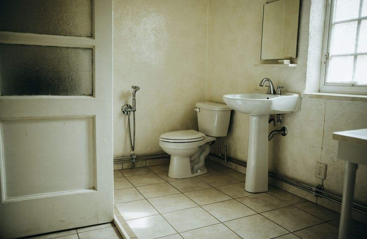 Illustrative plain bathroom that could be adapted for accessibility