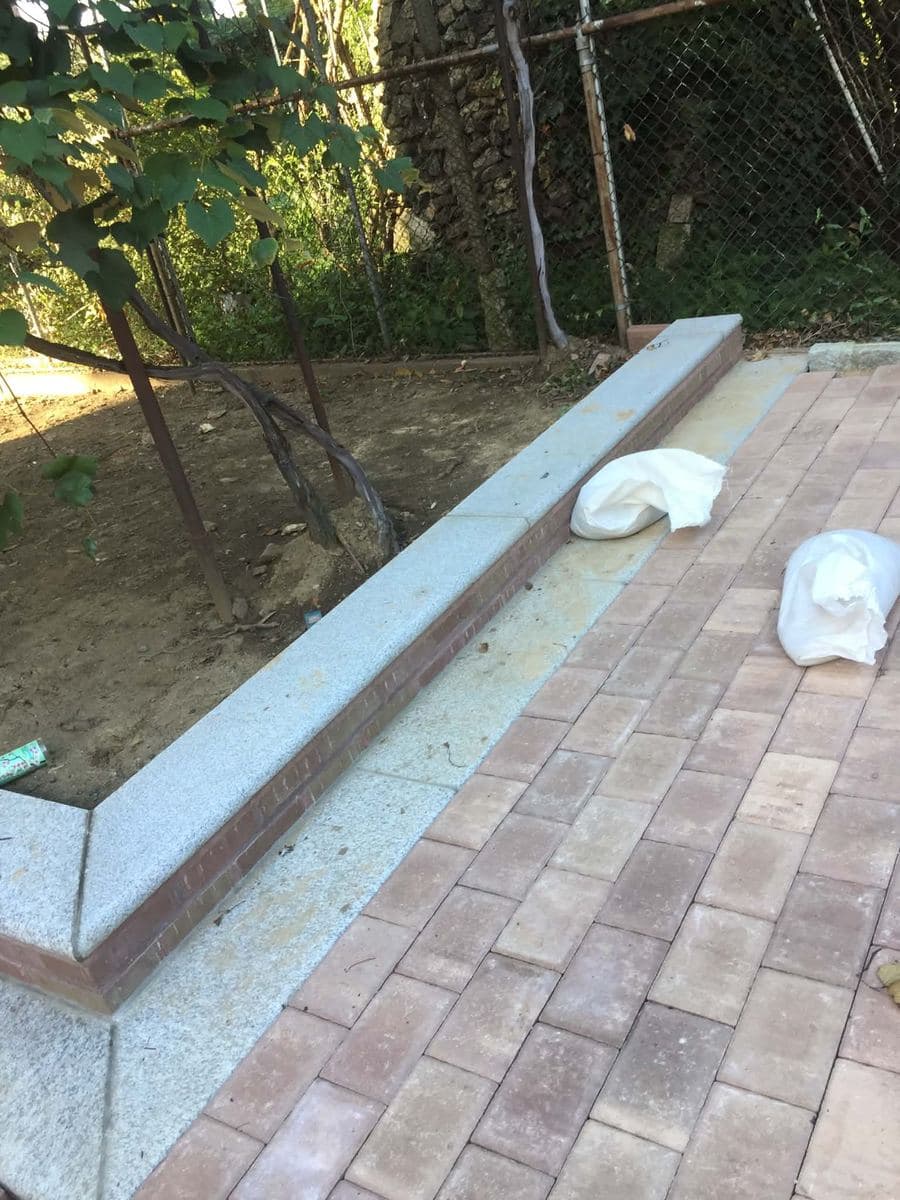 Concrete sidewalk section marked with work cones